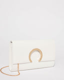 White Jenna Hardware Clutch Bag