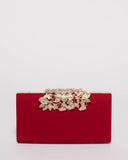 Red Floral Clip Clutch Bag