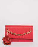 Red Rebecca Flower Clutch Bag