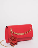 Red Rebecca Flower Clutch Bag