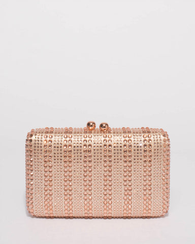 Rose Gold Em Embellished Clutch Bag