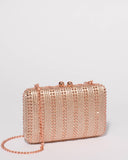Rose Gold Em Embellished Clutch Bag