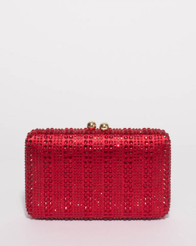 Red Em Embellished Clutch Bag