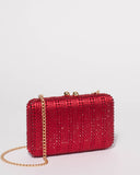 Red Em Embellished Clutch Bag