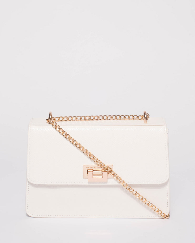 White Ally Lock Crossbody Bag