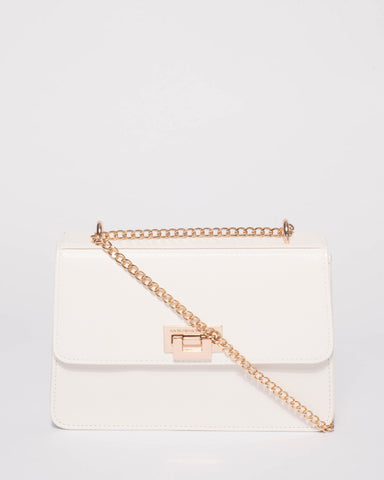 White Ally Lock Crossbody Bag