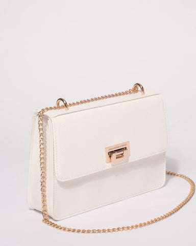White Ally Lock Crossbody Bag