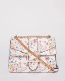 White Floral Rachel Buckle Crossbody Bag