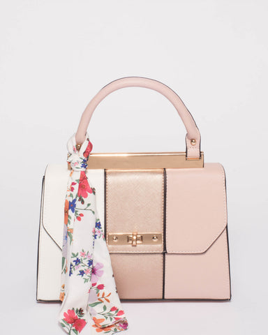 Pink Panel Renee Lock Scarf Tote Bag