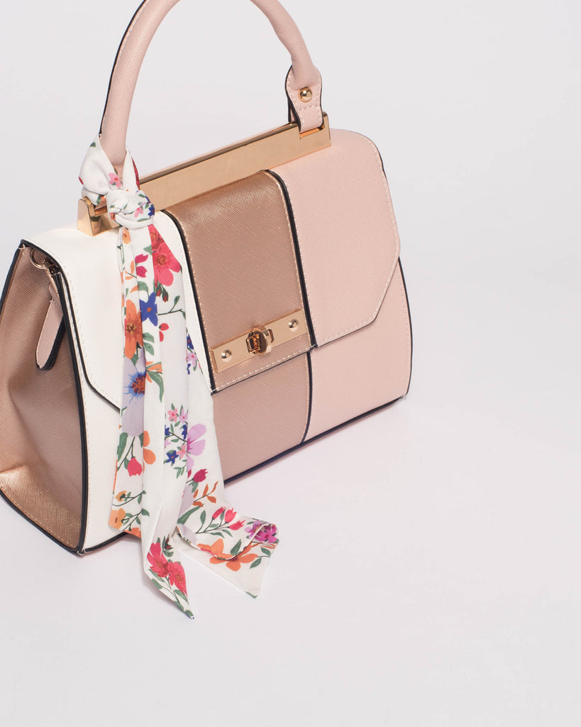 Pink Panel Renee Lock Scarf Tote Bag