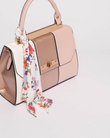 Pink Panel Renee Lock Scarf Tote Bag