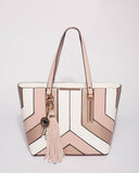 Pink Rose Gold Tegan Panel Tote Bag