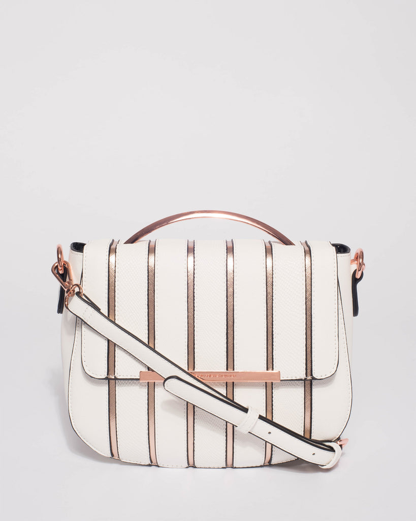 White Rose Gold Panel Addie Crossbody Bag
