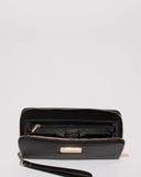 Black Zoe Wristlet Wallet With Gold Hardware
