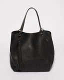 Black Sahara Slouch Tote Bag With Gunmetal Hardware