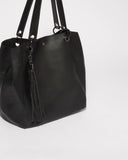 Black Sahara Slouch Tote Bag With Gunmetal Hardware
