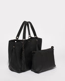 Black Sahara Slouch Tote Bag With Gunmetal Hardware