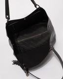 Black Sahara Slouch Tote Bag With Gunmetal Hardware