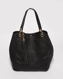 Black Sahara Slouch Tote Bag With Gold Hardware1