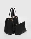 Black Sahara Slouch Tote Bag With Gold Hardware1