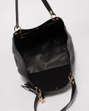 Black Sahara Slouch Tote Bag With Gold Hardware1