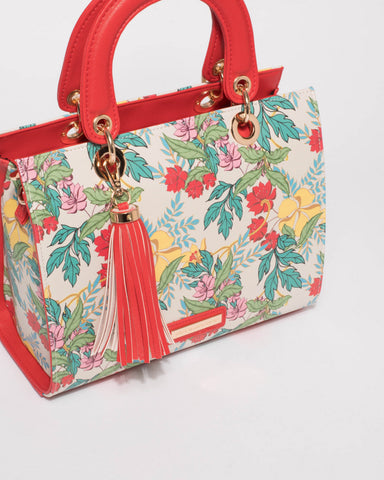 Red Ella Tassel Tote Bag