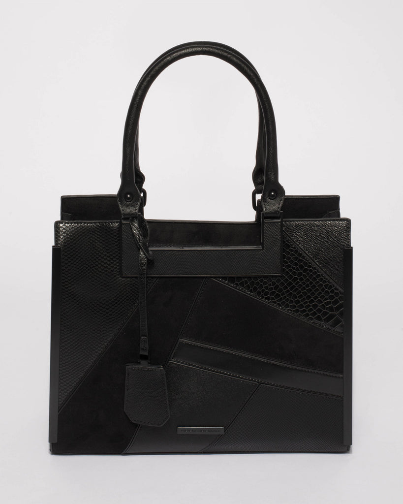 Black Emma Panel Luxe Tote Bag