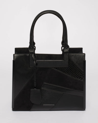 Black Emma Panel Luxe Tote Bag