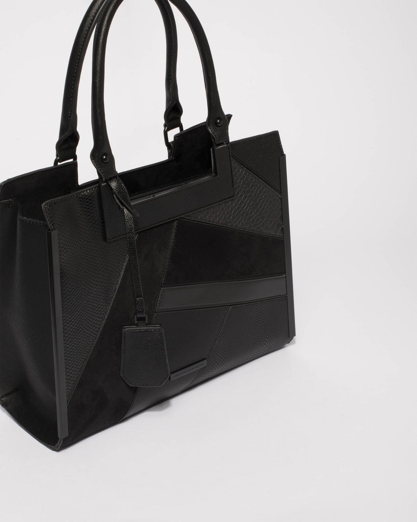 Black Emma Panel Luxe Tote Bag