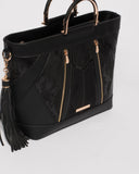Black Tanya Handle Luxe Tote Bag