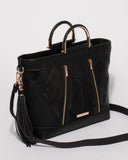 Black Tanya Handle Luxe Tote Bag