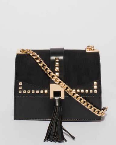 Black Ciara Stud Crossbody Bag