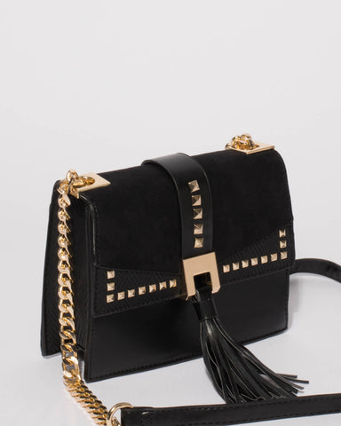Black Ciara Stud Crossbody Bag
