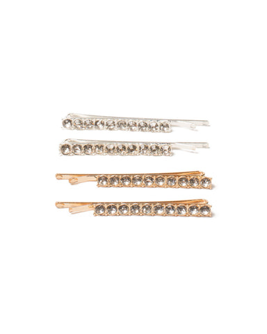 Silver And Gold Sparkle Stone Clips