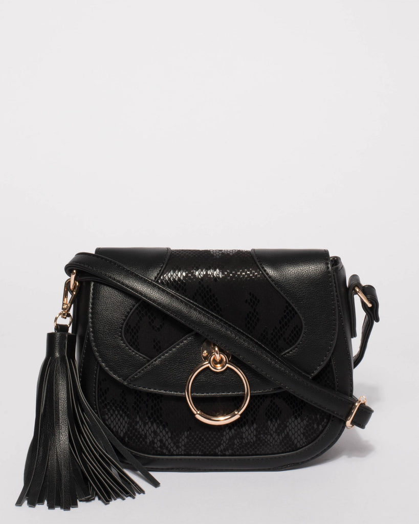 Black Amelia Panel Saddle Bag