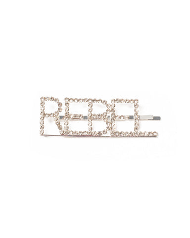 Crystal Rebel Text Hair Clip
