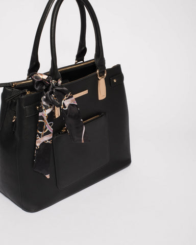 Black Violet Scarf Large Tote Bag