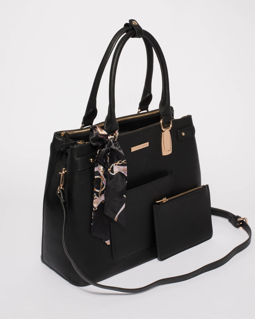 Black Violet Scarf Large Tote Bag
