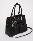 Black Violet Scarf Large Tote Bag