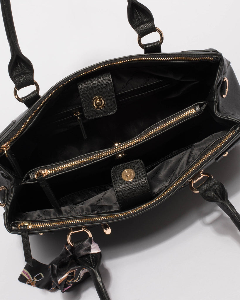 Black Violet Scarf Large Tote Bag
