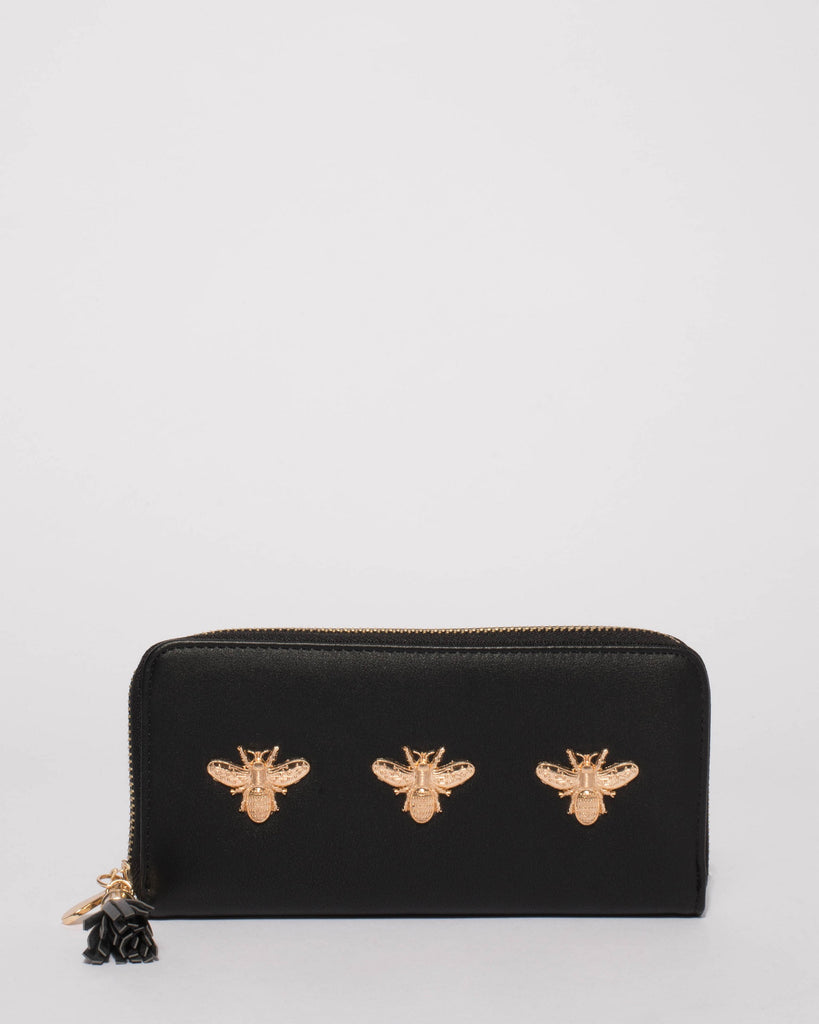 Black Riley Bug Zip Wallet