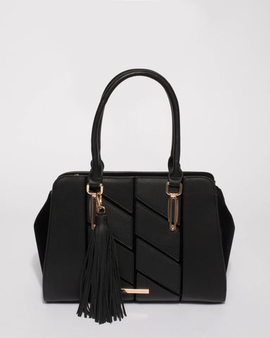 Black Gwen Large Panel Tote Bag