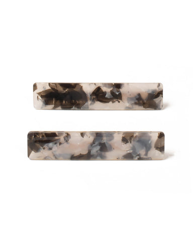 Grey Rectangle Hair Clip Pack
