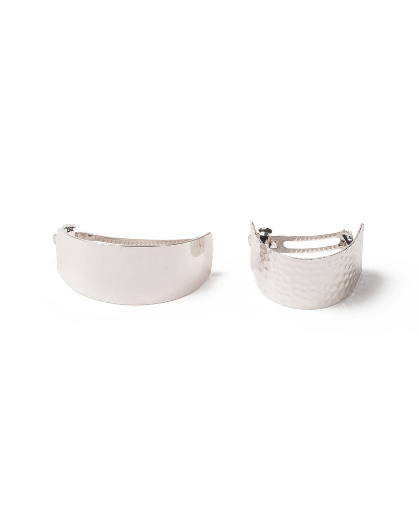 Silver Wide Metal Hair Barrette