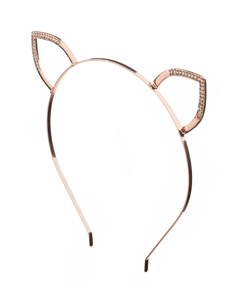 Crystal Sparkle Cat Ears Headband with Rose Gold Hardware