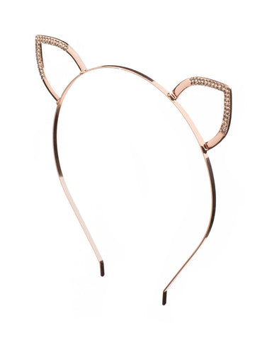 Crystal Sparkle Cat Ears Headband with Rose Gold Hardware