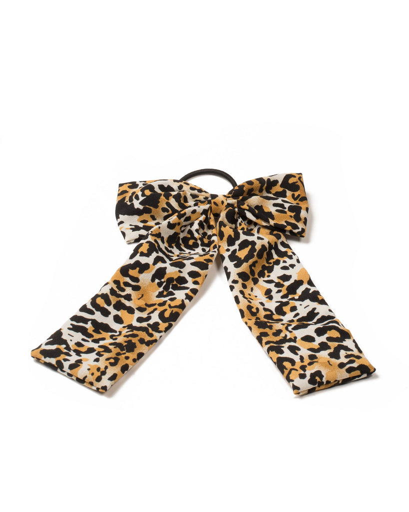 Brown Leopard Hair Bow Tie