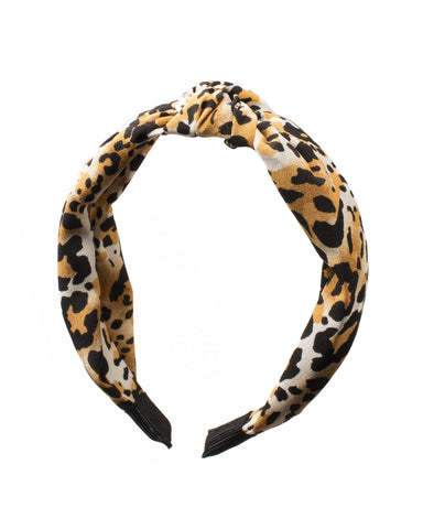 Brown Leopard Knot Headband