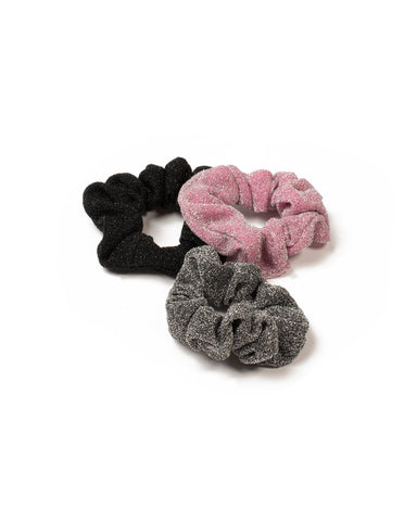 Pink Grey Metallic Scrunchie Pack