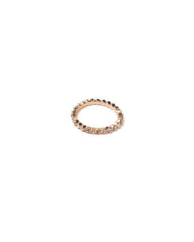 Rose Gold Tone Round Stone Pave Band Ring - Large